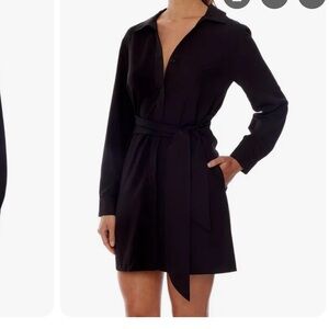 Black Long Sleeve Belted Dress